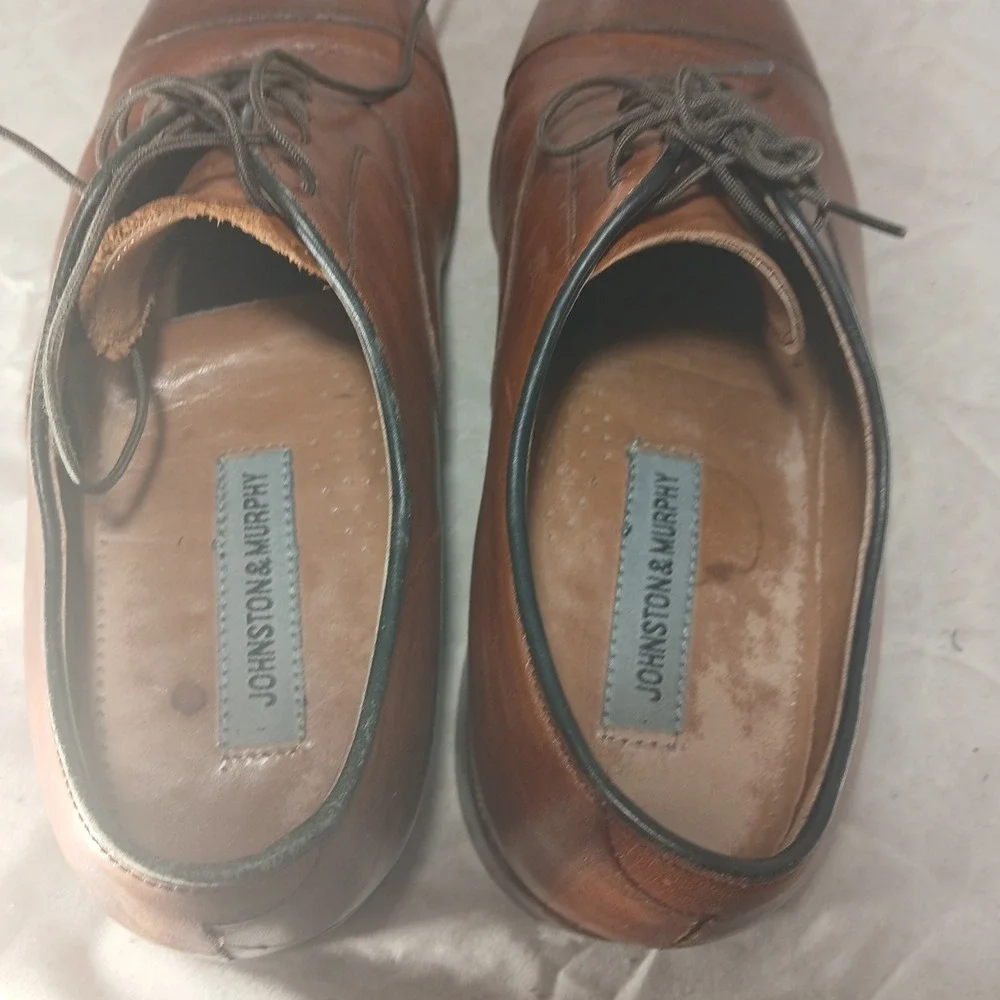 Johnston & Murphy Mens Tan Brown Leather Cap Toe Oxford‎ Dress Shoes 9.5 D